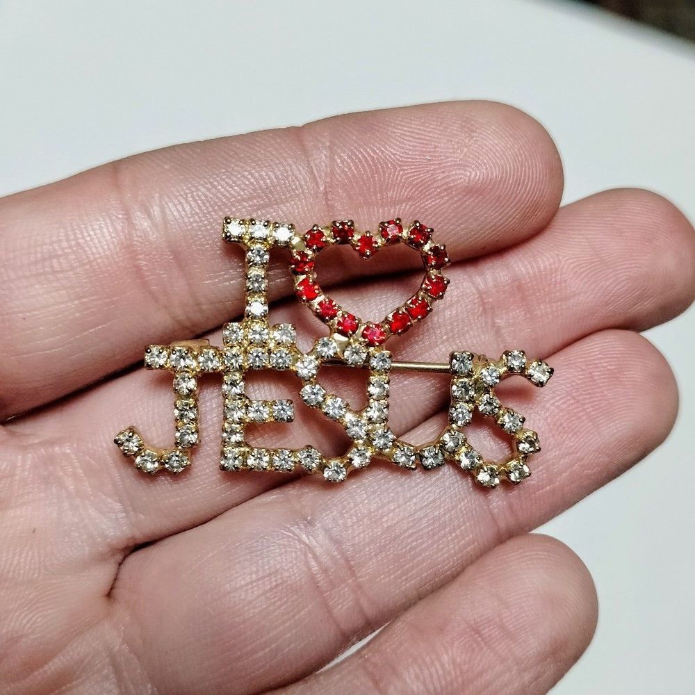 I love Jesus Rhinestone Brooch Pin